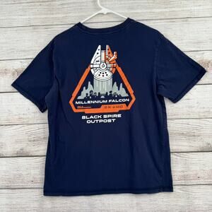 Star Wars Galaxys Edge Millenium Falcon T-Shirt Mens Medium Blue Black Spire